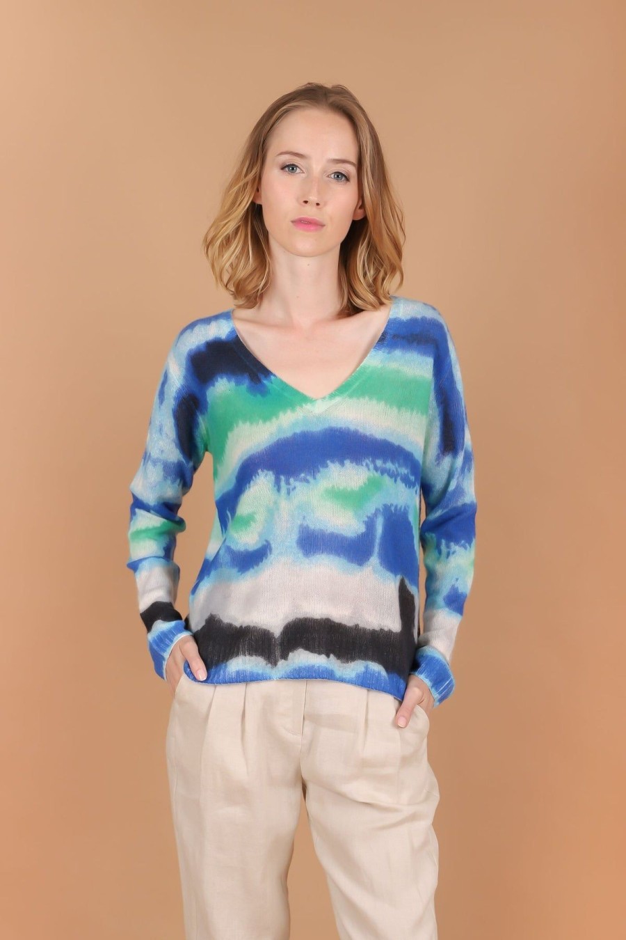 By Product Estheme Cashmere | Tie Dye Cashmere Sweater Blue/Green