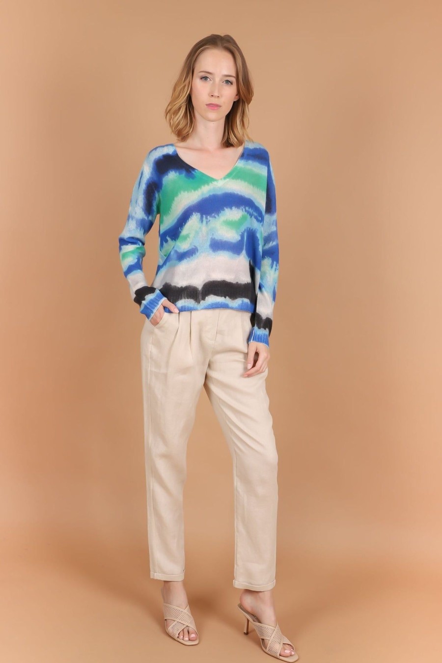 By Product Estheme Cashmere | Tie Dye Cashmere Sweater Blue/Green