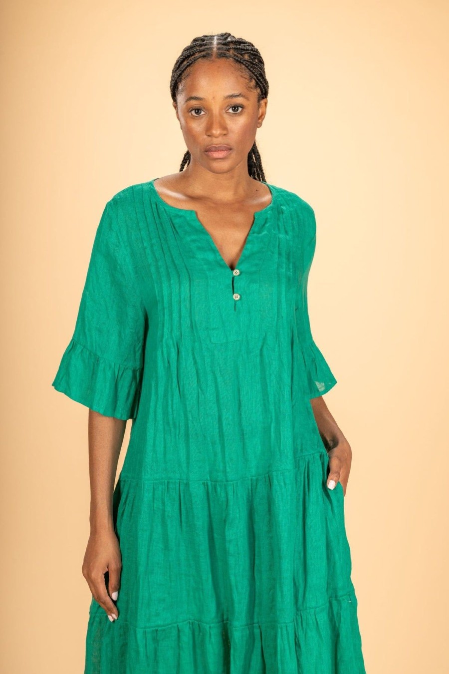 By Product Zyga Linn Laundry | Brindille Linen Gauze Dress Emerald