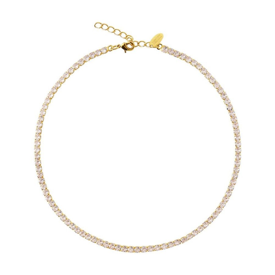 By Accessory Caroline Svedbom | Zara Cubic Zirconia Crystal Necklace Gold