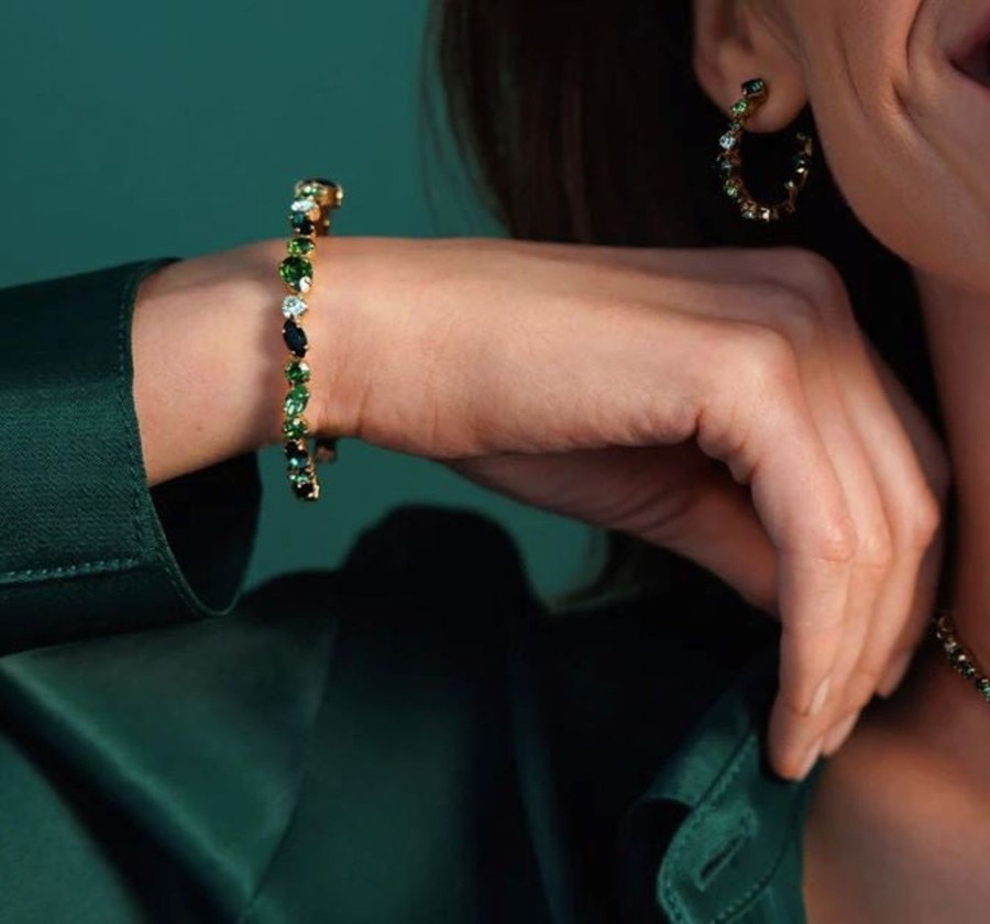 By Accessory Caroline Svedbom | Antonia Bangle - Green Combo Gold