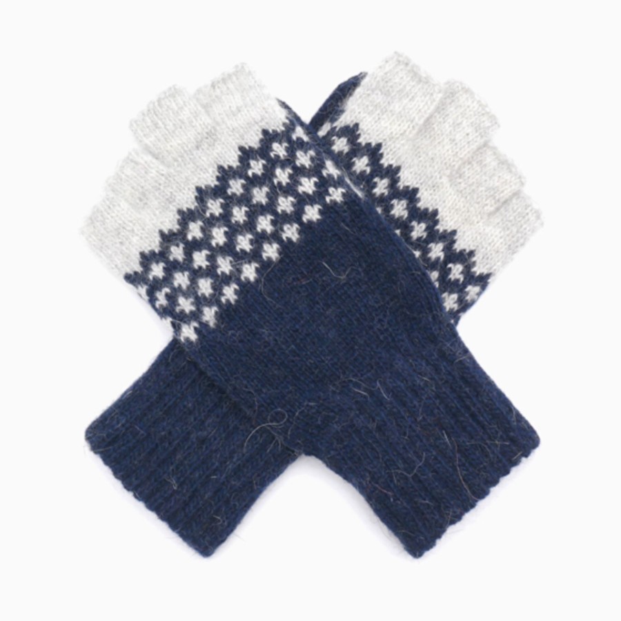 By Accessory Lavender Blue | Grey Fingerless Gloves Navy