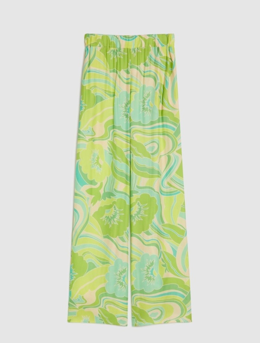 By Product Penny Black | Patterned Twill Palazzo Pants Green