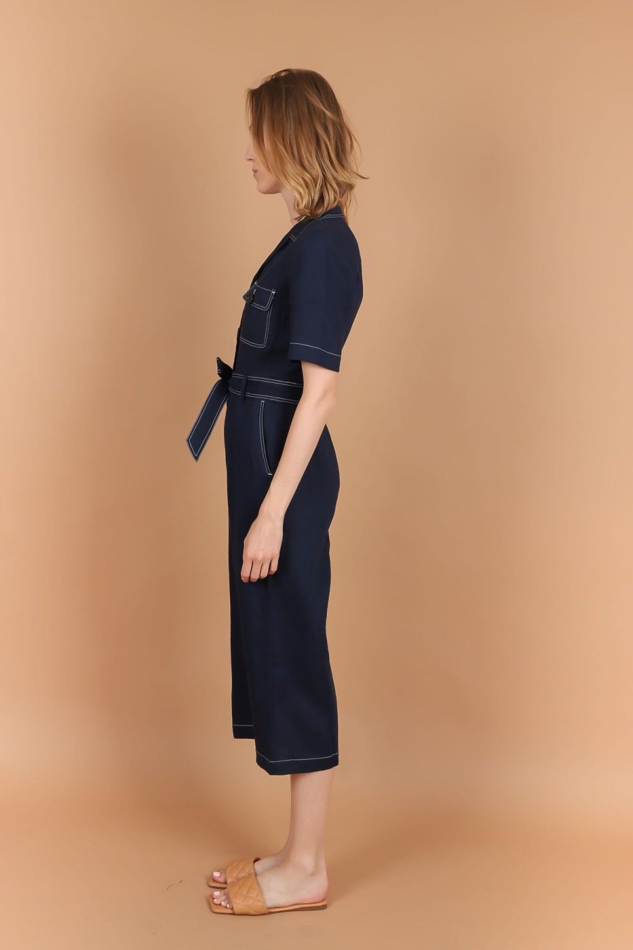 By Product Estheme Cashmere | Linen Jumpsuit Navy