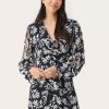 By Product Part Two | Fionia Dress - Dark Navy Stencil Flower Navy/White