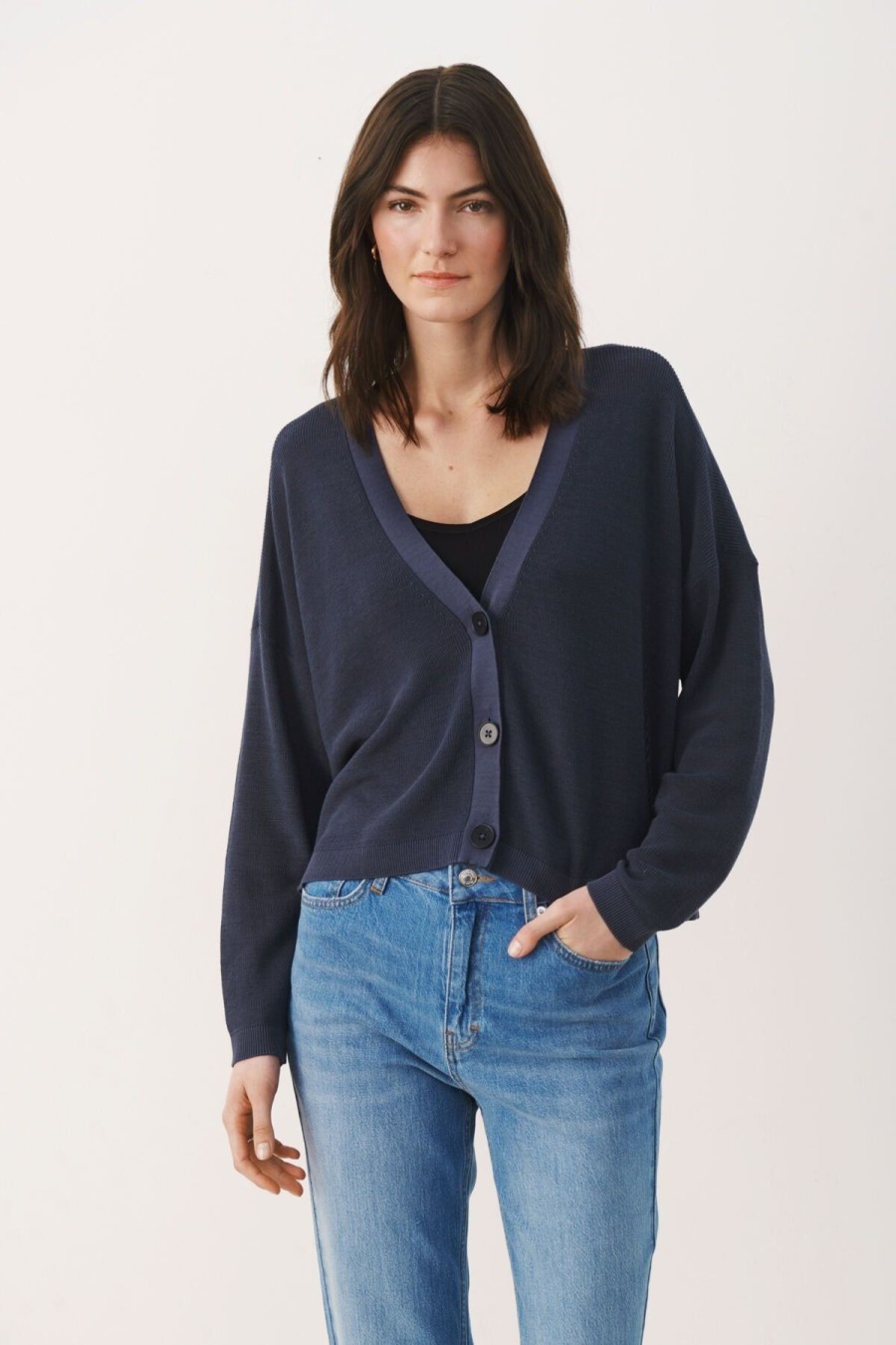 By Product Part Two | Bessie Cotton Mix Cardigan Navy