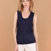 By Product Estheme Cashmere | Navy Linen Top Blue