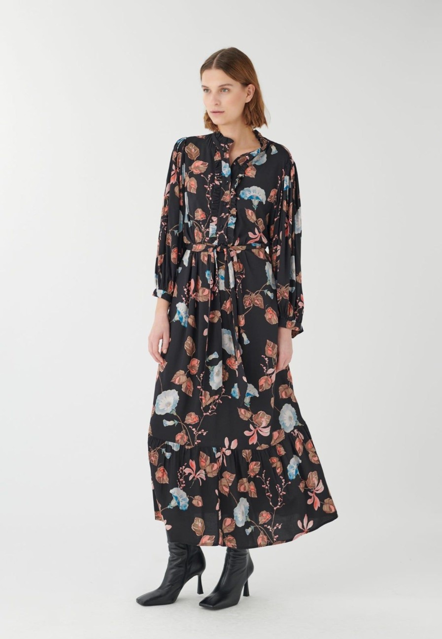 By Product Dea Kudibal | My Ev Flounce Dress - Bindweed Coral Black