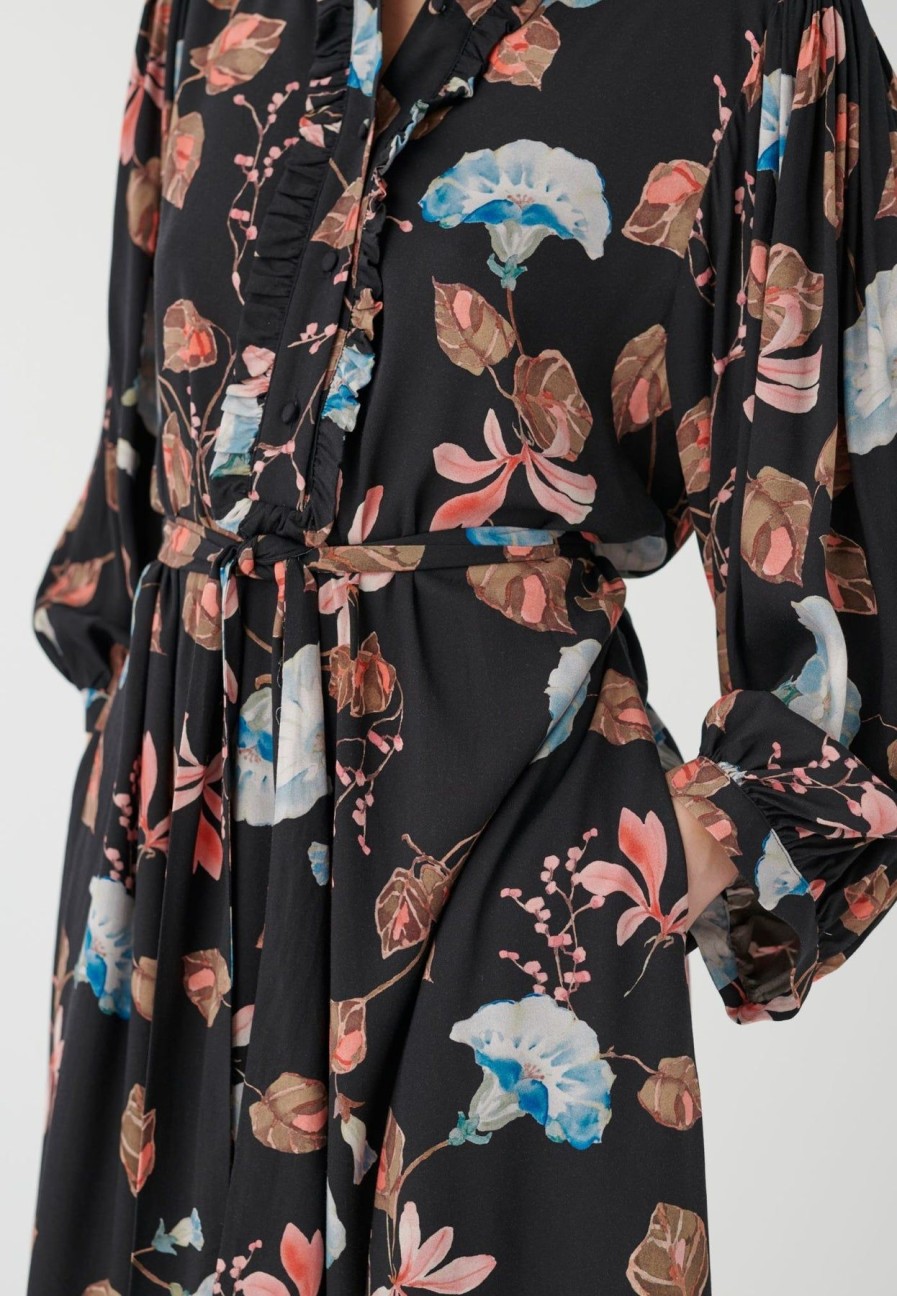 By Product Dea Kudibal | My Ev Flounce Dress - Bindweed Coral Black