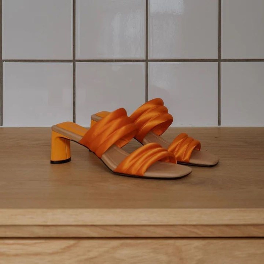 By Product Shoe the Bear | Sylvi Satin Strappy Sandal Orange