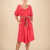 By Product Zyga Linn Laundry | Sigrid Linen Gauze Dress - Bombay Pink Raspberry