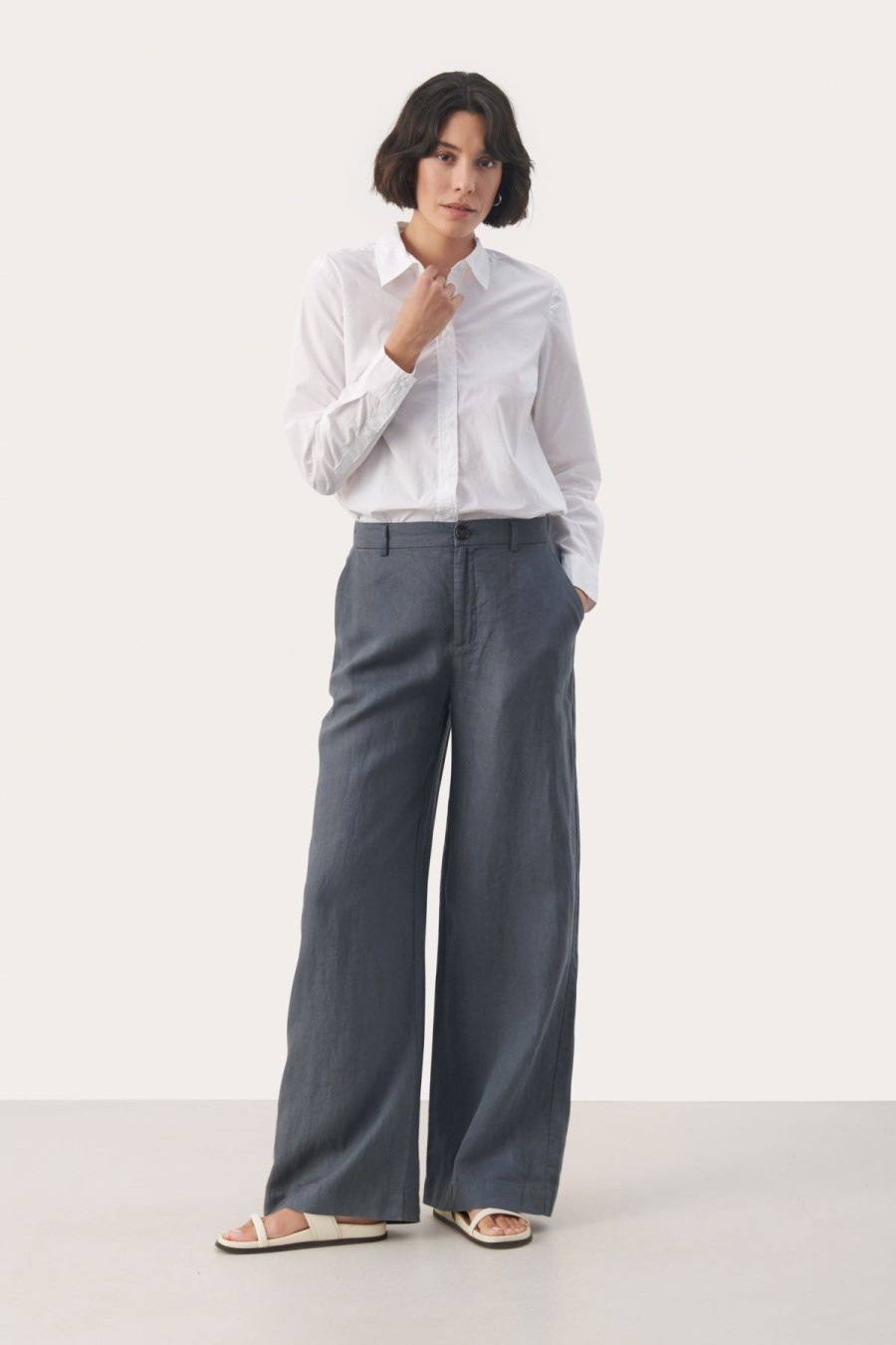 By Product Part Two | Ninnes Linen Trousers - Turbulence Charcoal