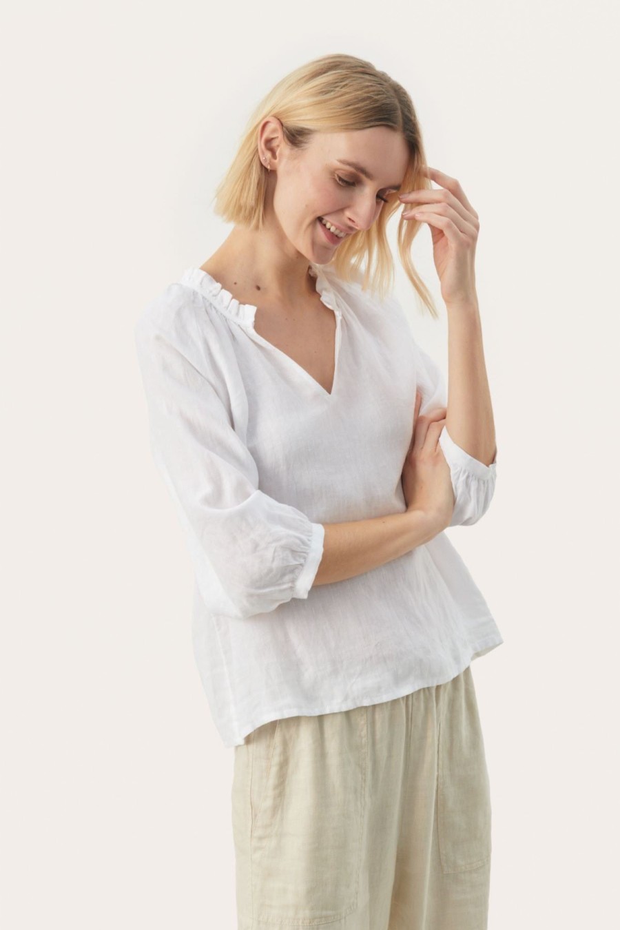 By Product Part Two | Elody Linen Blouse White