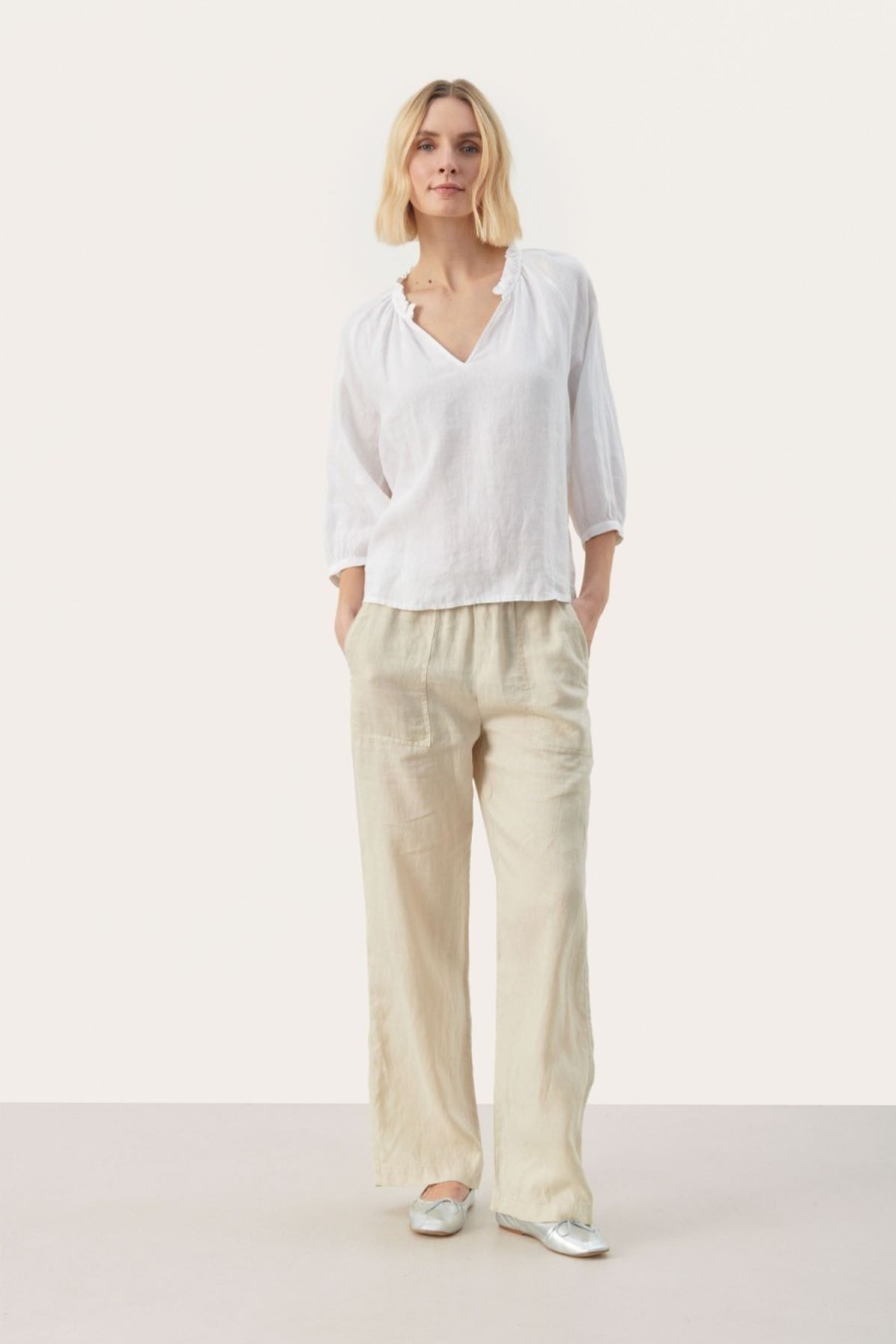 By Product Part Two | Elody Linen Blouse White