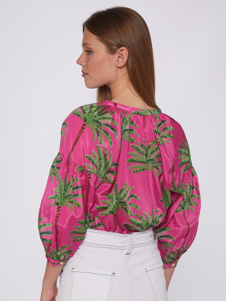 By Product Vilagallo | Mabel Palm Tree Print Shirt Pink