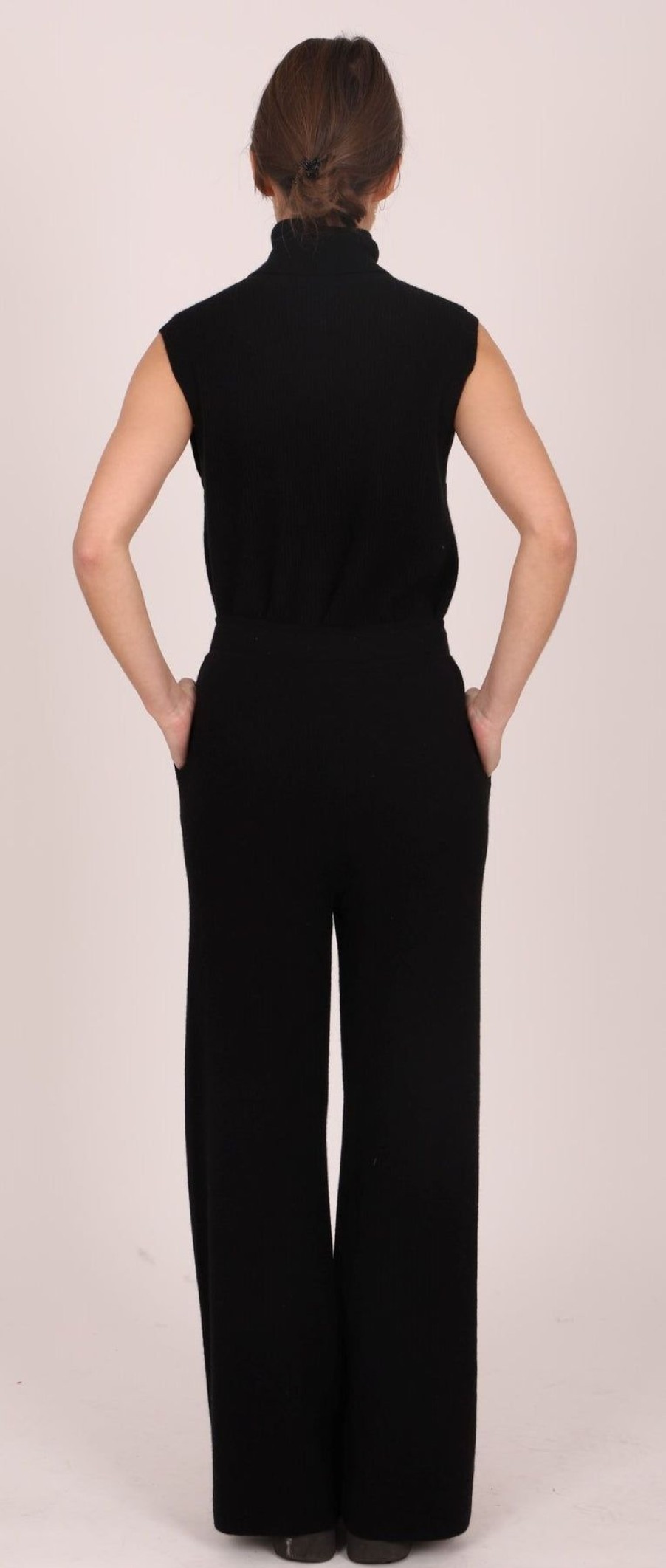 By Product Estheme Cashmere | Cashmere Wide Leg Trousers Black