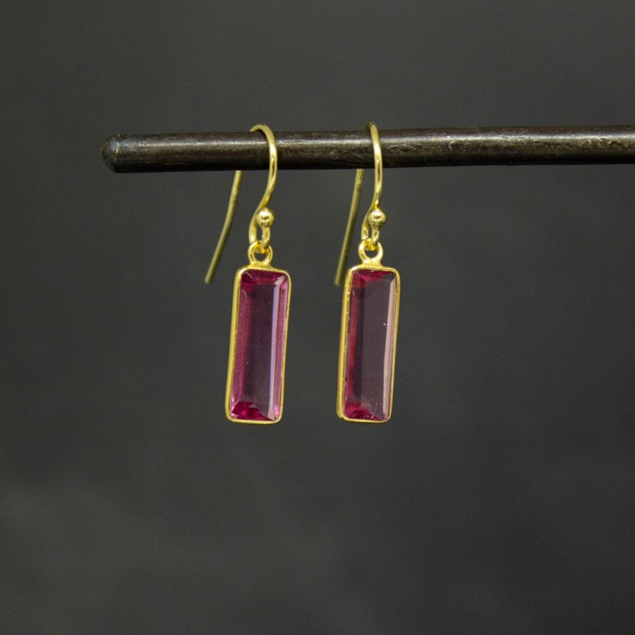 By Accessory Annie Mundy | Gemstone Gold Vermeil Earrings Or Pink Aqua