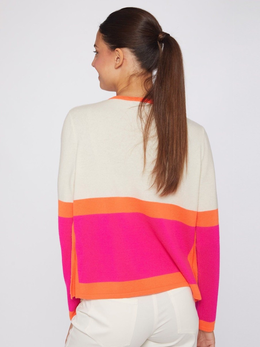 By Product Vilagallo | Colour Block Merino Sweater Coral / Pink