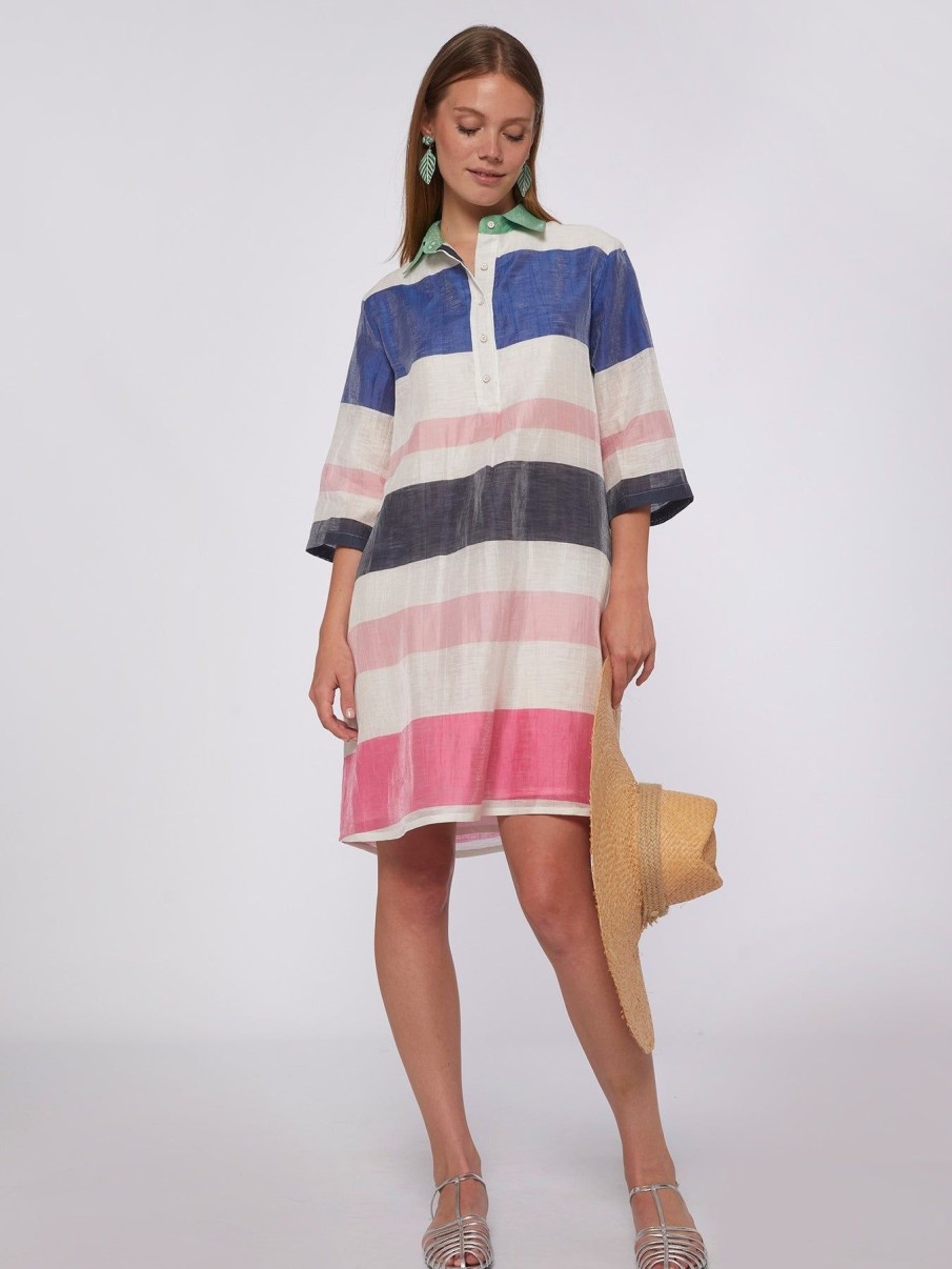 By Product Vilagallo | Tyanna Striped Linen Dress Multi