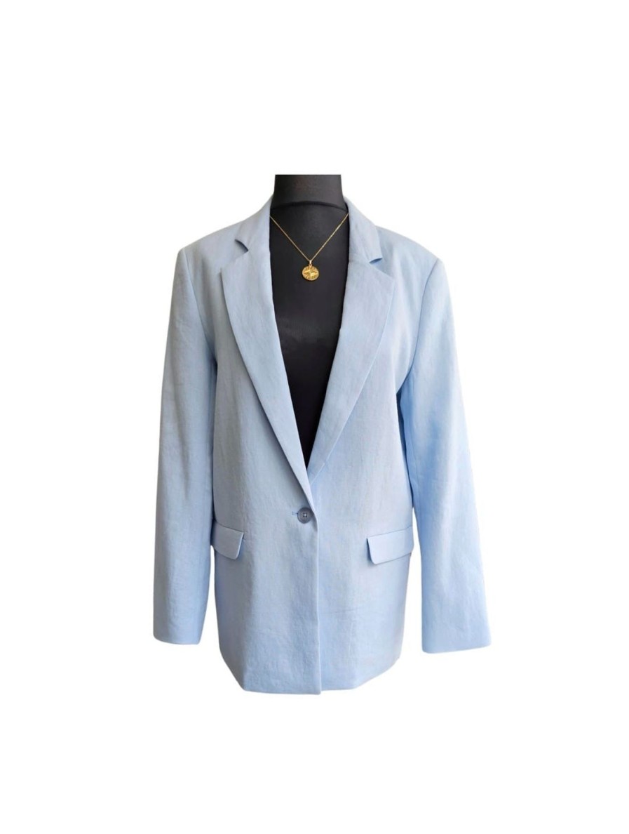 By Product Estheme Cashmere | Pale Blue Linen Jacket Blue Mist