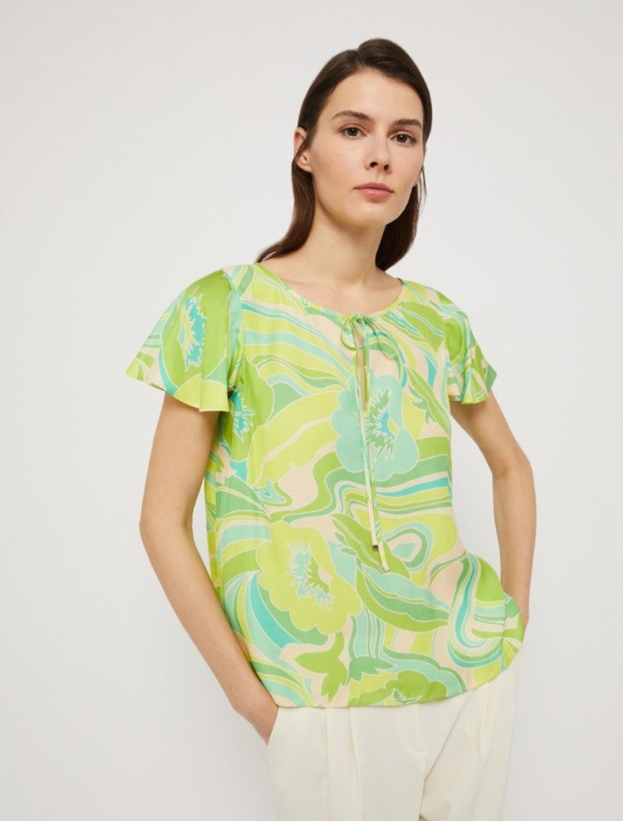 By Product Penny Black | Patterned Twill Blouse Green