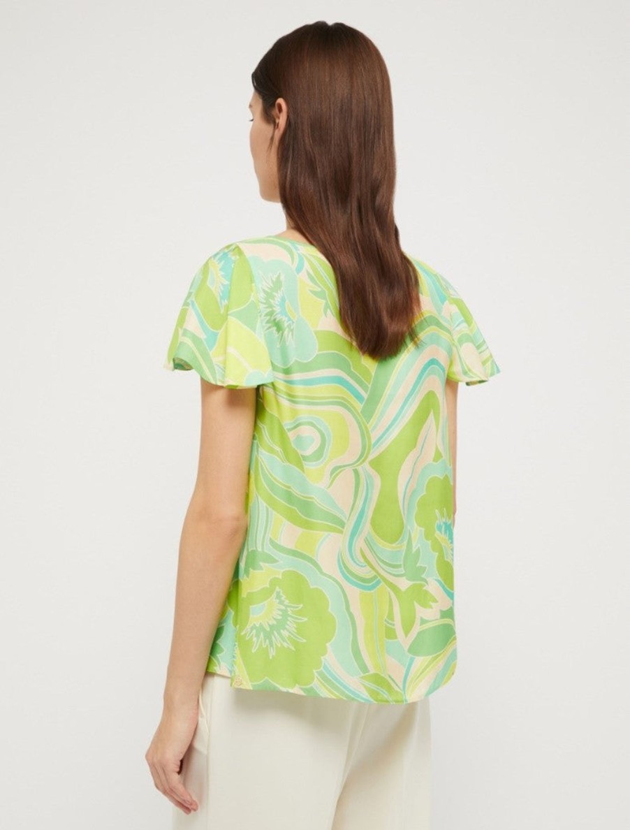 By Product Penny Black | Patterned Twill Blouse Green