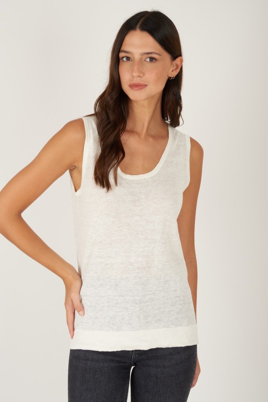 By Product Estheme Cashmere | Chalk Linen Cami Cream