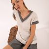 By Product Purotatto | V Neck Linen Top Sand