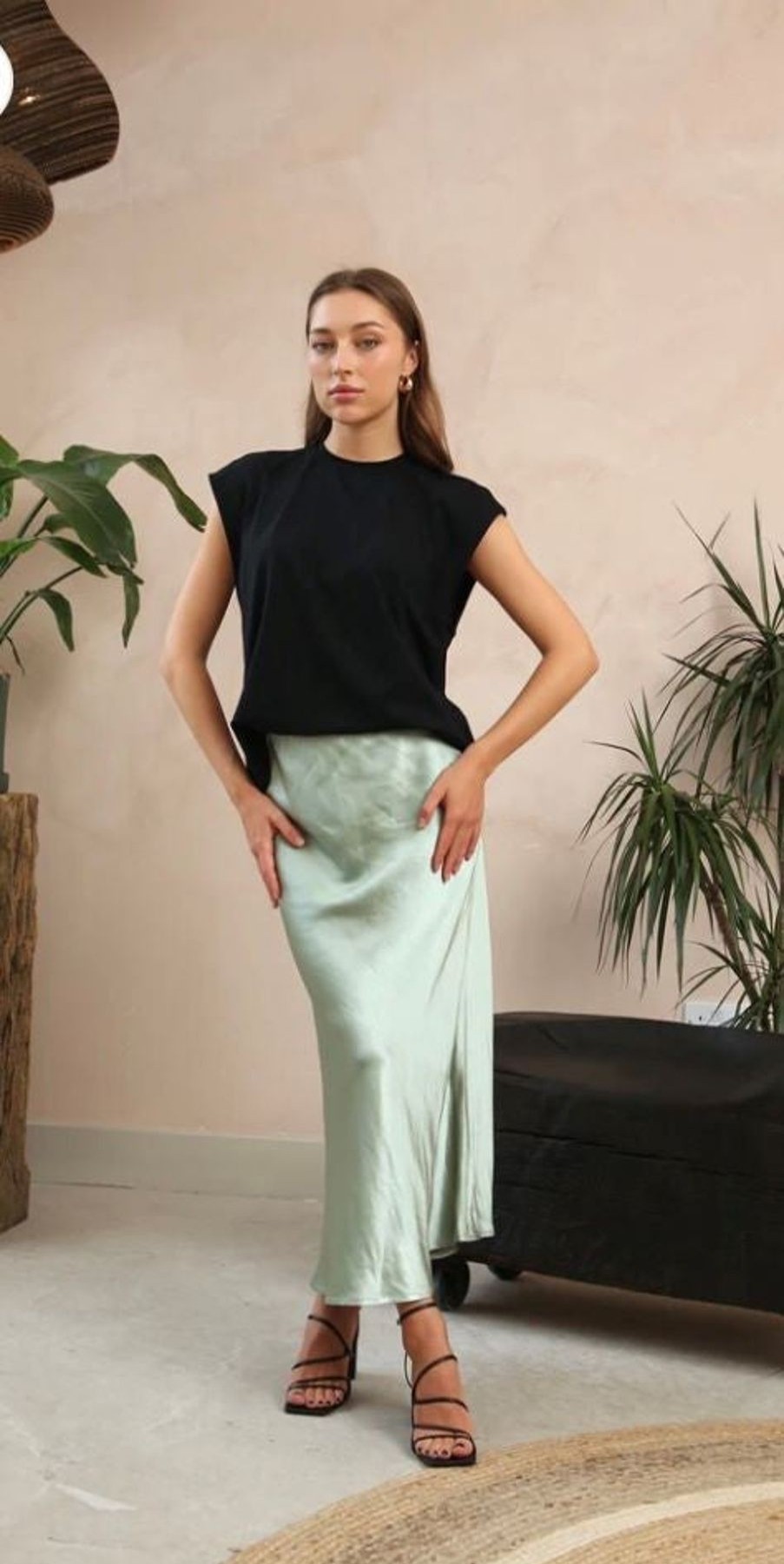 By Product Fika | Satin Skirt Sage