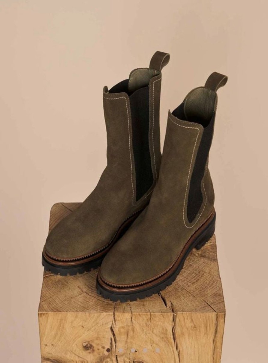 By Product Mos Mosh | Chicago Suede Boot - Dark Green Olive