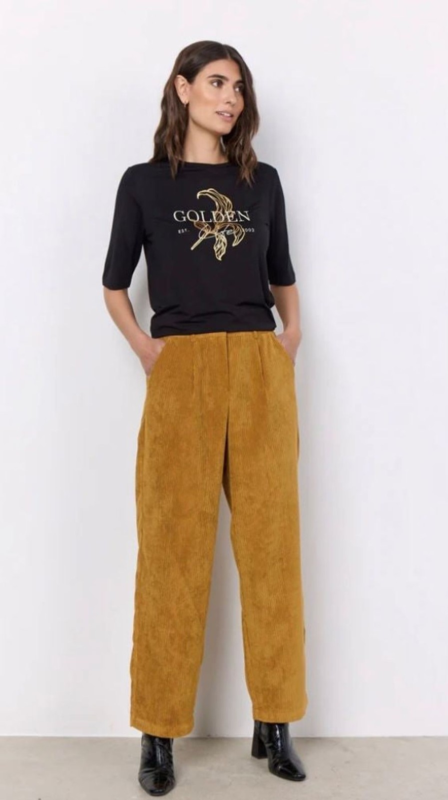 By Product Soya Concept | Bindi Cord Trousers Mustard