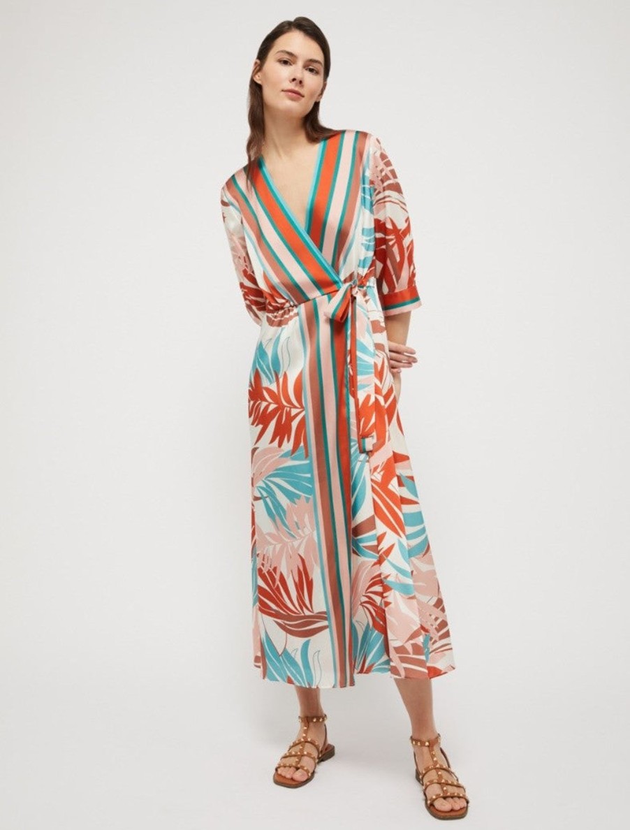 By Product Penny Black | Divisa Wrap-Over Twill Dress Multi