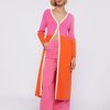 By Product Vilagallo | Serena Bi-Colour Long Cardigan Coral / Pink