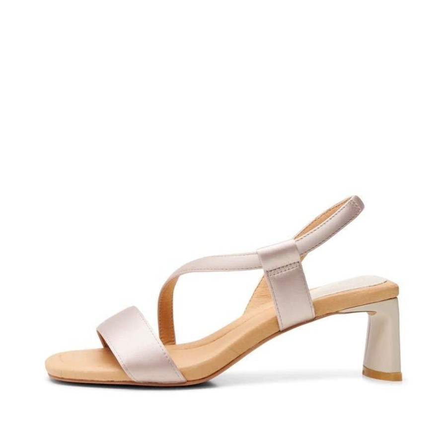 By Product Shoe the Bear | Sylvi Off White Satin Strappy Sandal Natural