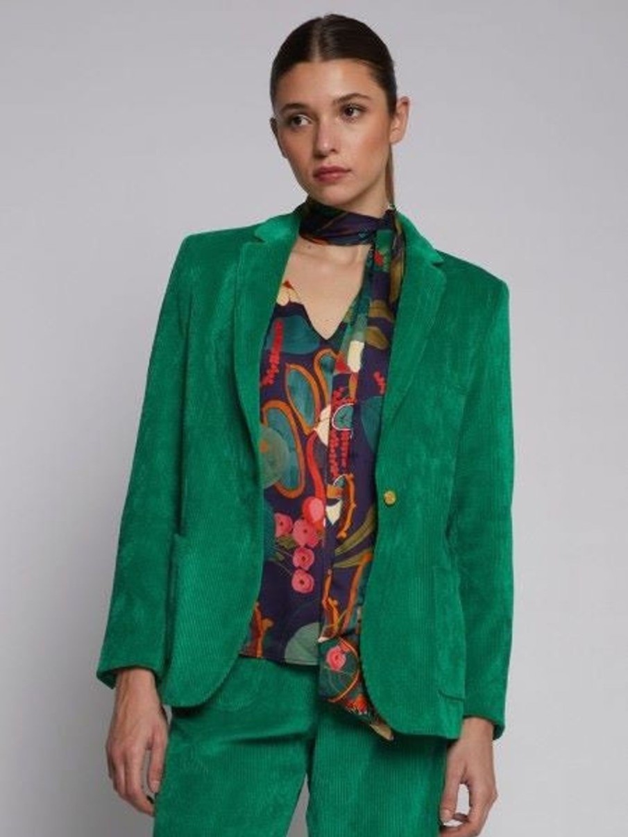 By Product Vilagallo | Harlow Green Corduroy Blazer Emerald