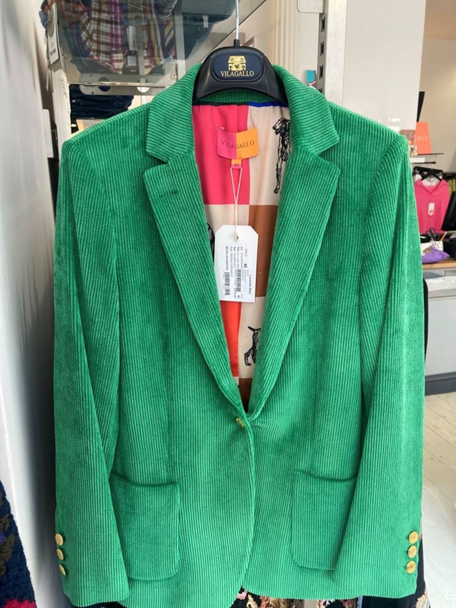 By Product Vilagallo | Harlow Green Corduroy Blazer Emerald