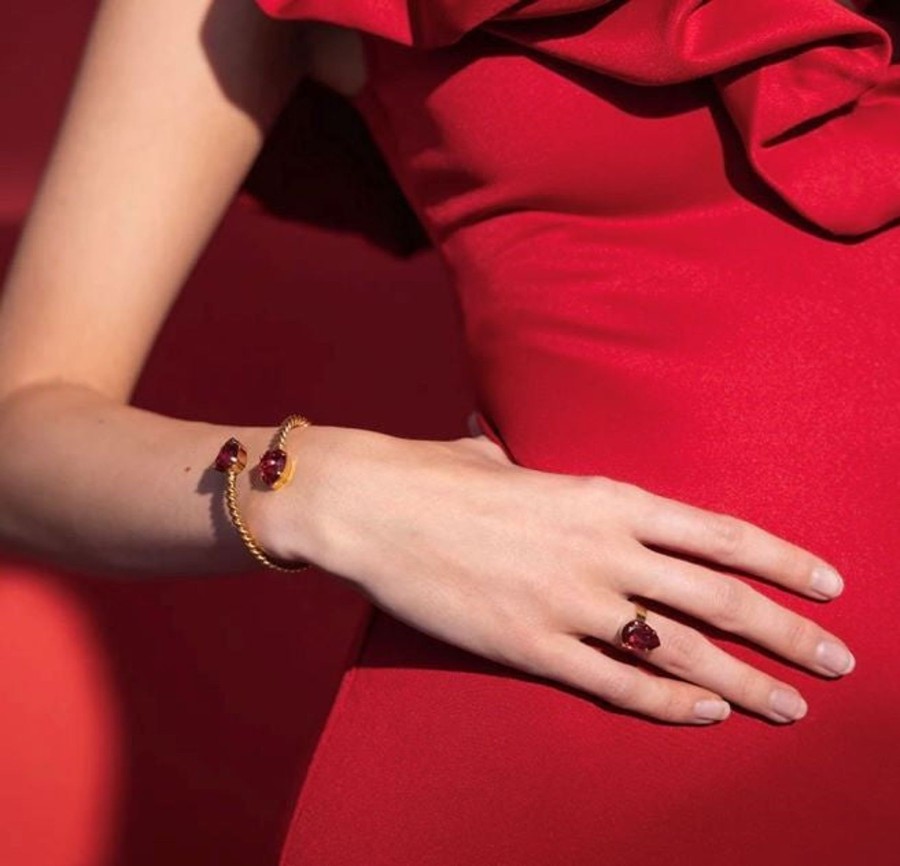 By Accessory Caroline Svedbom | Mini Drop Ring - Mulberry Red