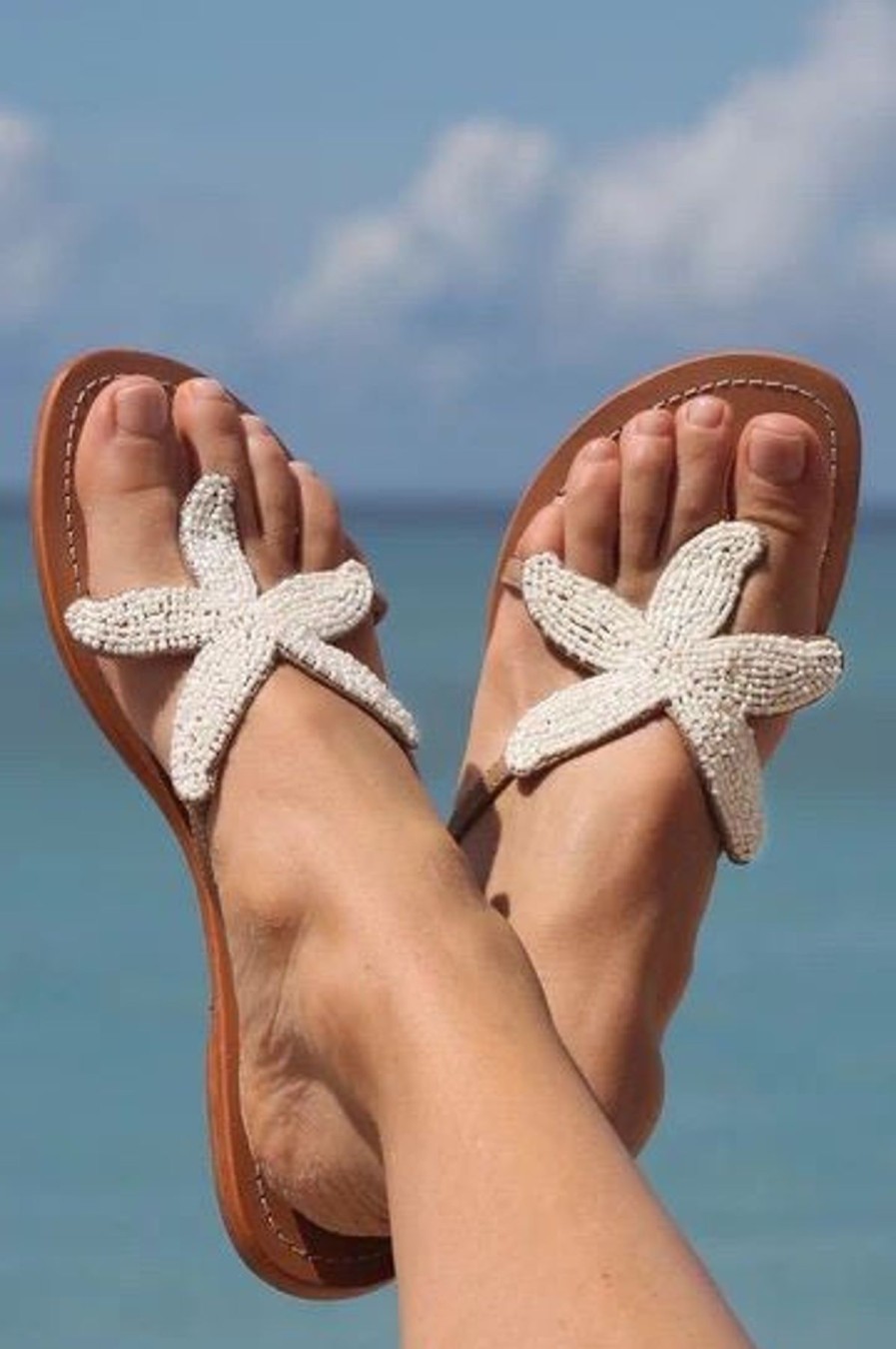 By Product Aspiga | Starfish Leather Sandals - White Silver